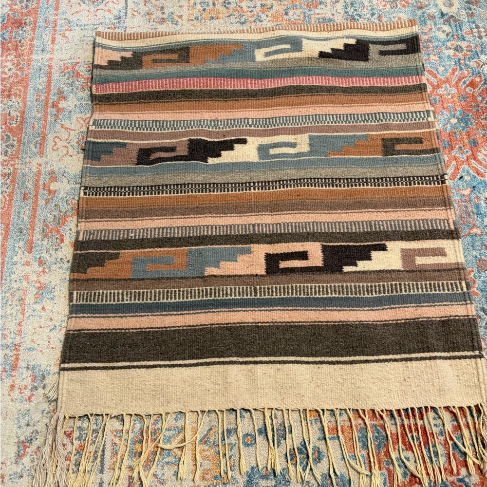 Southwest woven wool runner rug - Picture 2 of 7